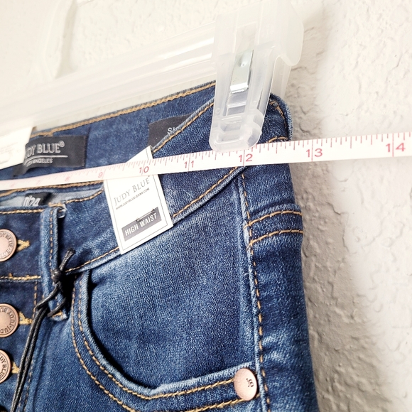 Judy Blue High Rise Dark Wash Button Fly Skinny Jeans Size 0(24) - Picture 15 of 17